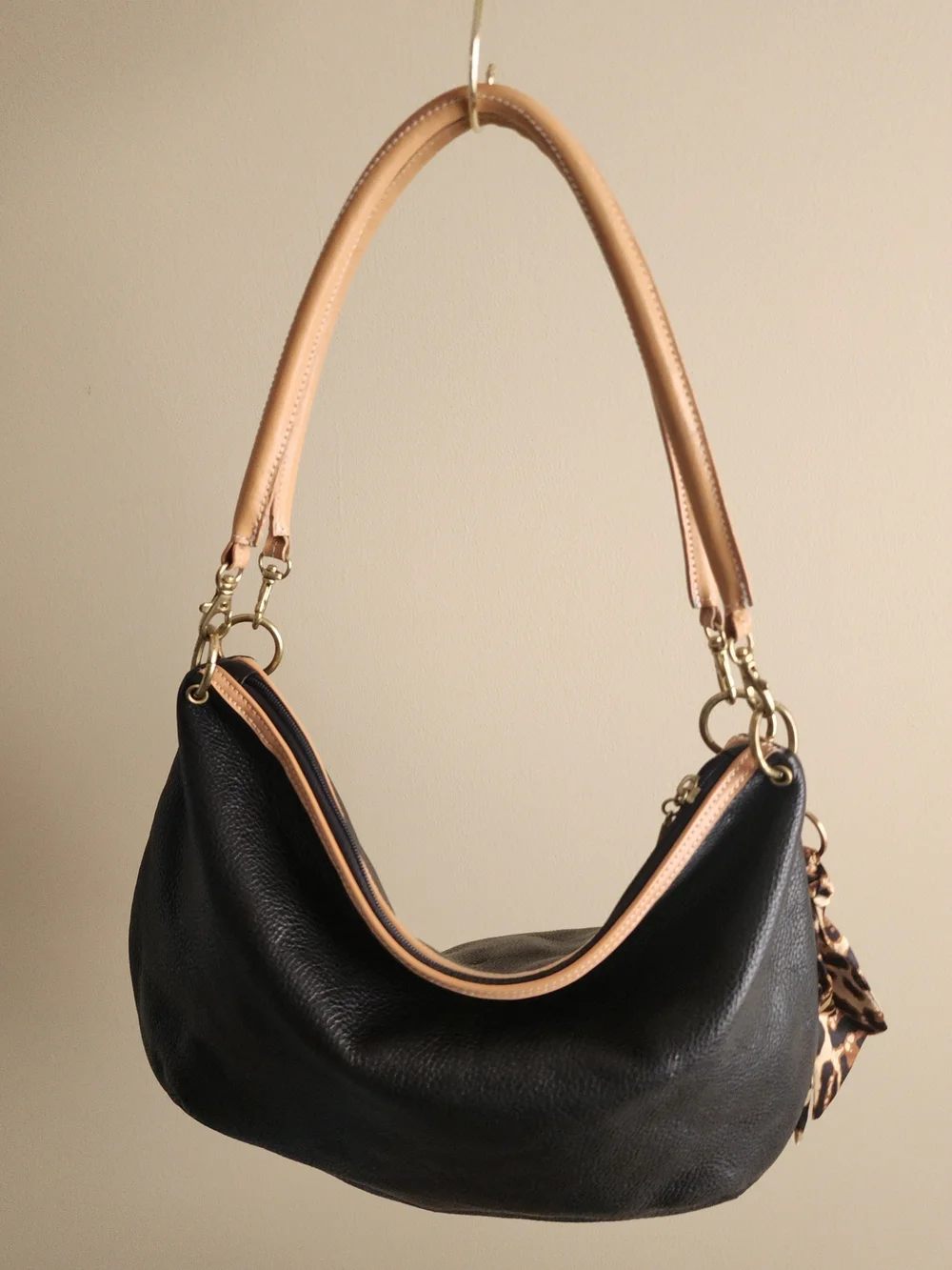 Black and Tan Leather Shoulder Bag